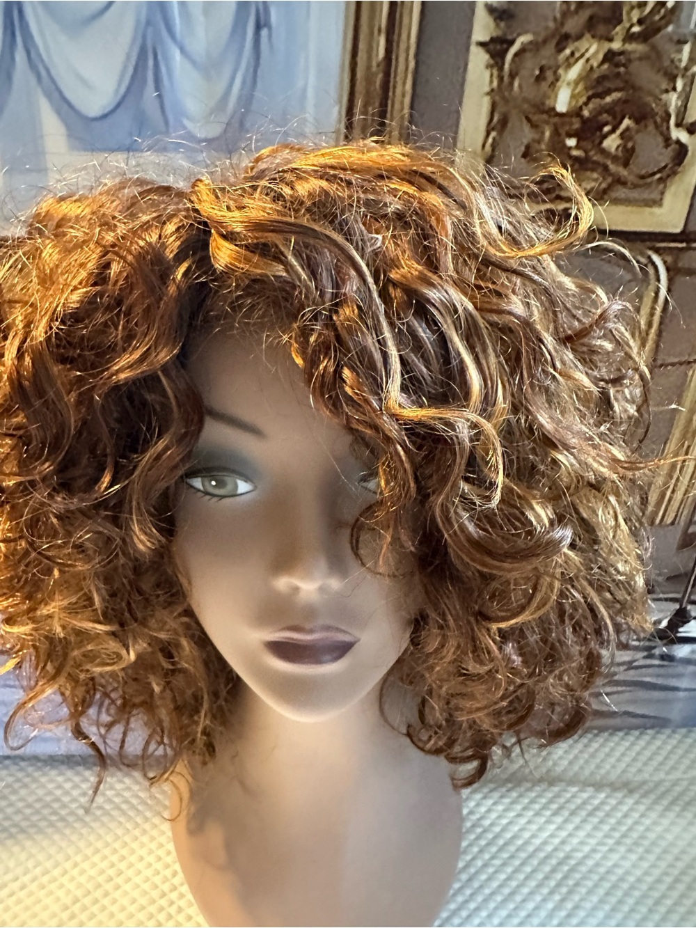Luvme Hair 100% Human Hair Curly Wig Brown Caramel Highlights Very Full